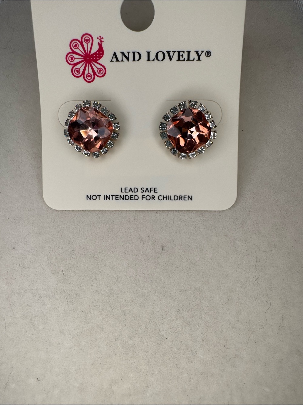 New And Lovely Pink Crystal Halo Stud Earrings